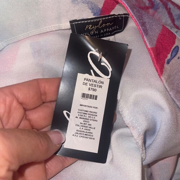 Nylon Apparel Womens Pants Trousers Size Large Multicolor Wide Leg Abstract New - Picture 9 of 12